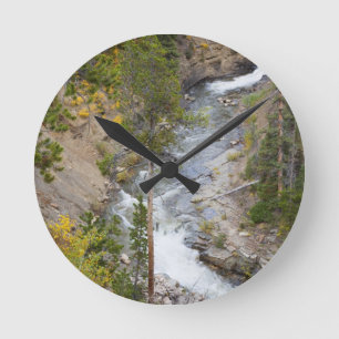 Provo River and aspen trees Round Clock