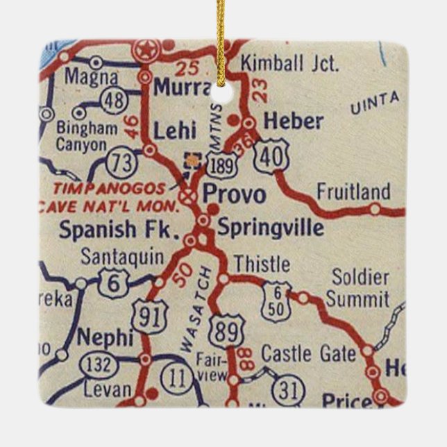 Provo UT Vintage Map Ceramic Ornament (Back)