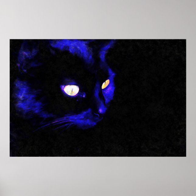 Prowling Black Cat Animal Pose Acrylic Art Poster (Front)