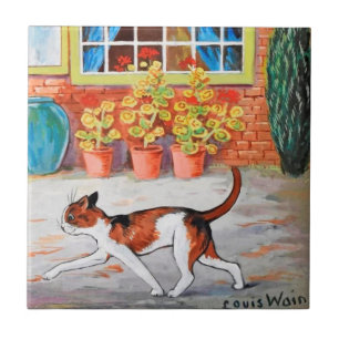 Prowling Cat, Louis Wain Ceramic Tile