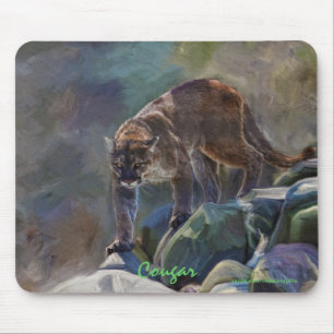 Prowling Cougar Mountain Lion Art Design Mouse Pad