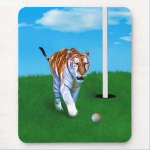 Prowling Tiger and Golf Ball Customisable Mouse Pad