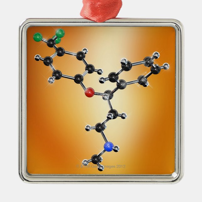 Prozac. Molecular model of the antidepressant Metal Tree Decoration (Front)