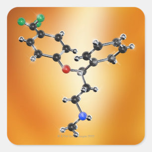 Prozac. Molecular model of the antidepressant Square Sticker