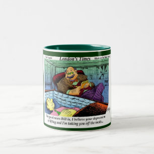 Prozac Time Over Funny Gifts & Collectibles Two-Tone Coffee Mug