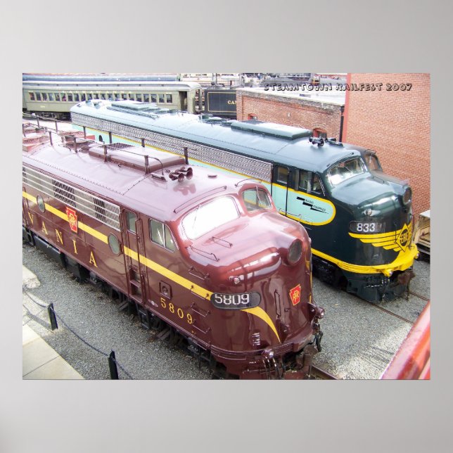 PRR E8A 5809 and ERIE E8A 833 @ Steamtown Poster (Front)