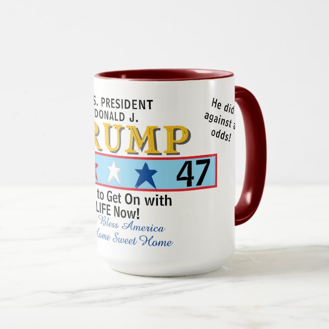 Prresident Trump 45 47 Geometric Stars Mug (Front Right)