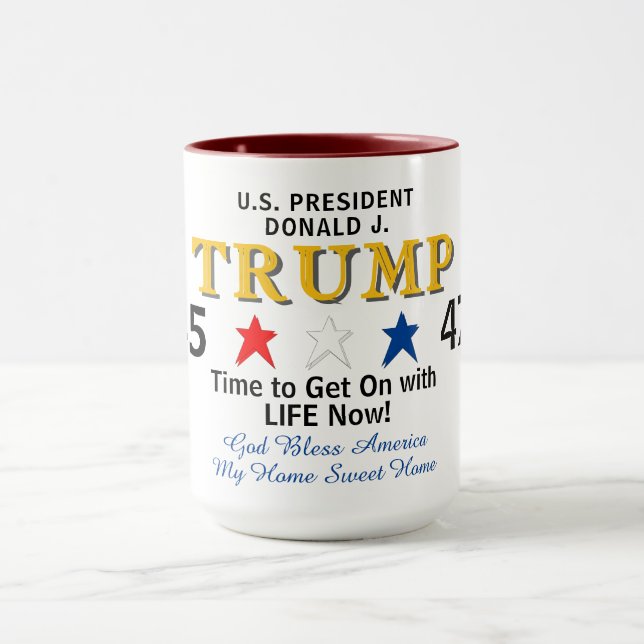 Prresident Trump 45 47 Red White Blue Mug (Center)