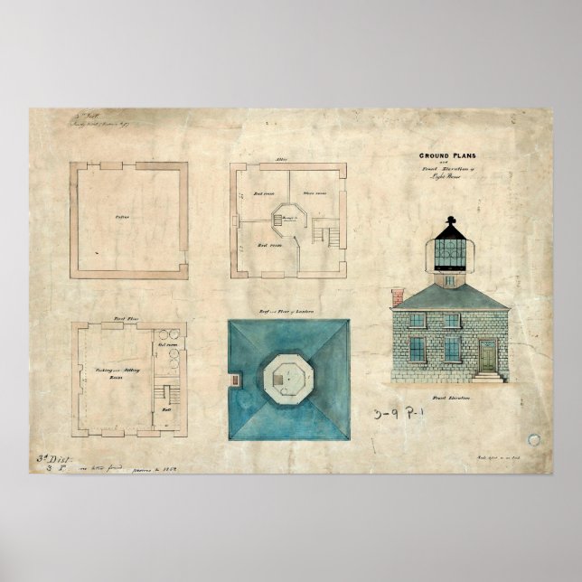 Prudence Island Lighthouse Plan - Rhode Island Poster (Front)