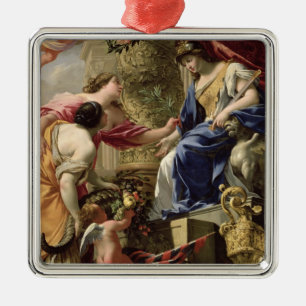 Prudence Leading Peace and Abundance, c.1645 (oil Metal Ornament