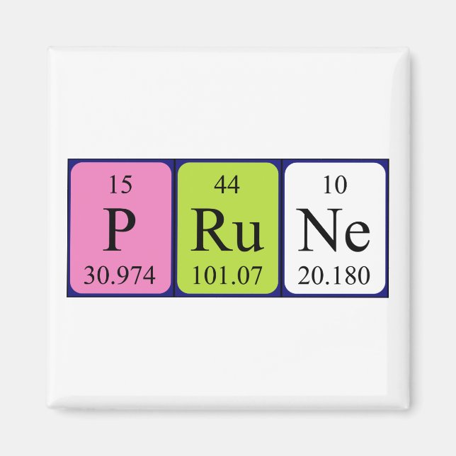 Prune periodic table name magnet (Front)