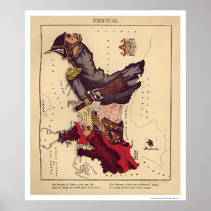 Prussia Caricature Map 1868 Poster