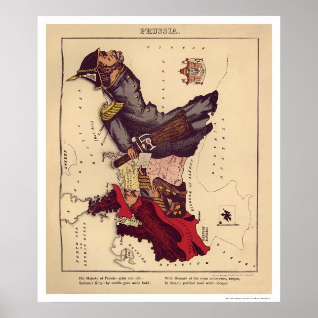 Prussia Caricature Map 1868 Poster (Front)