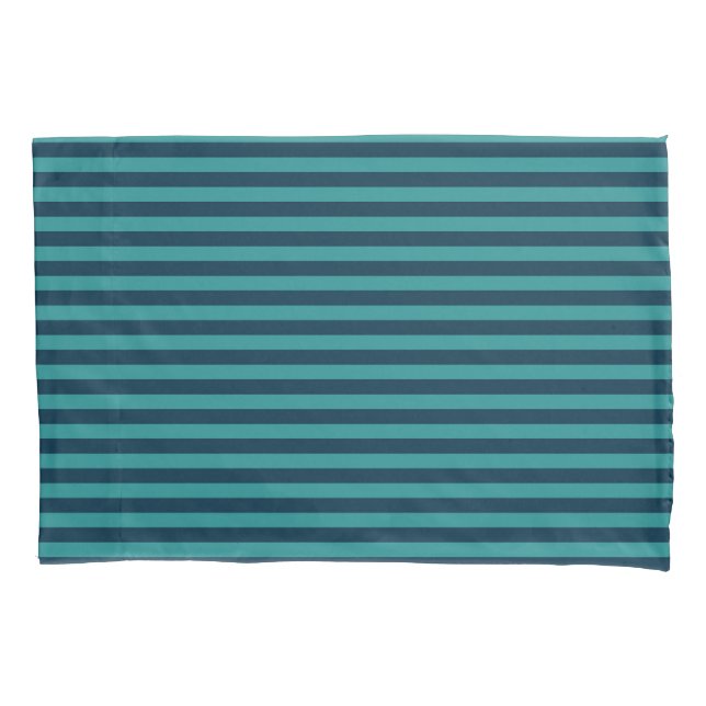 Prussian Blue and Teal Stripes Pillowcase (Front)