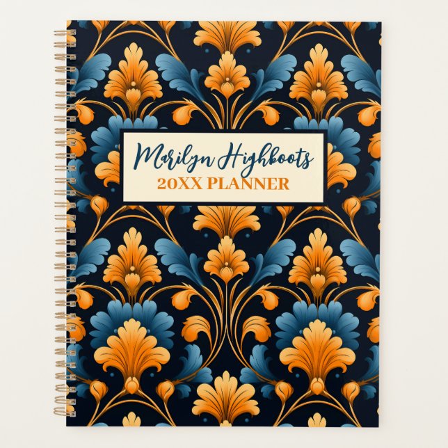 Prussian Blue, Orange, and Mustard Planner (Front)