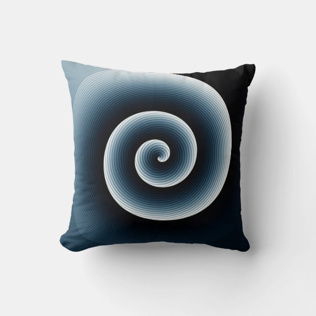Prussian Blue Spiral Pattern Cushion (Front)