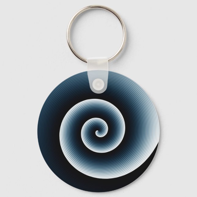 Prussian Blue Spiral Pattern  Key Ring (Front)