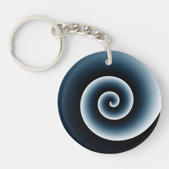 Prussian Blue Spiral Pattern Key Ring (Front)