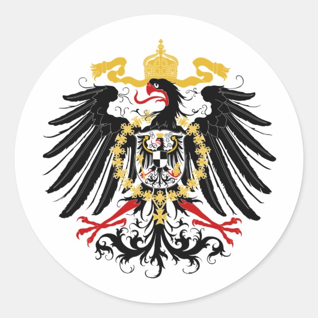 Prussian Eagle Red Black and Gold Classic Round Sticker (Front)
