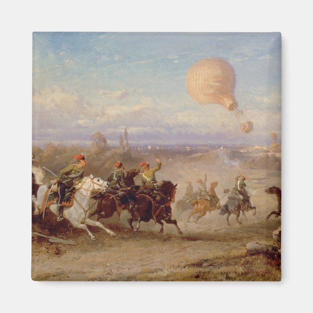 Prussian Hussars firing at a French Observation Ba Magnet (Front)