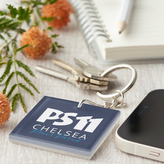 PS11 Logo Proud Parent Fully Customisable Photo Key Ring (Front Right)