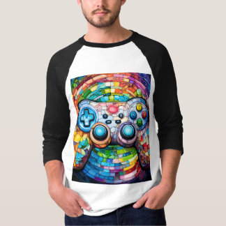 ps5 xbox Gaming console controller - Neon Stained  T-Shirt
