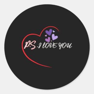 Ps I Love You Purple Heart Valentine's Day Love Classic Round Sticker