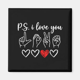 Ps love day valentine's day purple asl love hand magnet