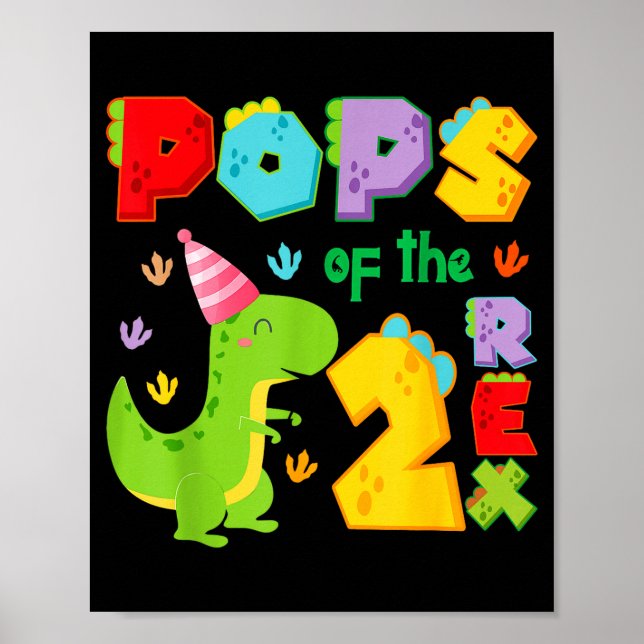 Ps Of The Two Rex 2nd Birthday Boy Dinosaur T-rex  Poster (Front)