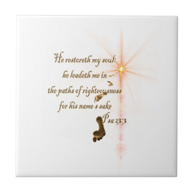 Psa 23.3 The Lord is my shepard Ceramic Tile (Front)