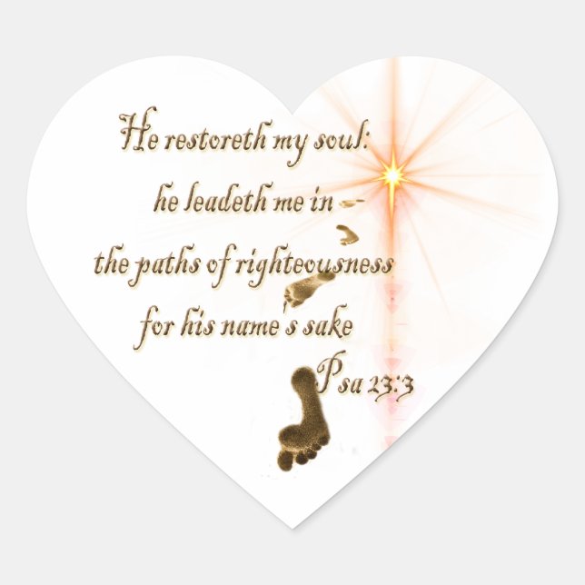 Psa 23.3 The Lord is my shepard Heart Sticker (Front)