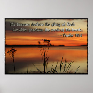 PSALM19:1 LAKE SUNSET DECLARE GLORY GOD POSTER