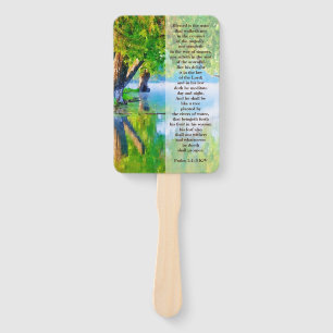 Psalm1:1-3 Blessed is the man Christian  Hand Fan