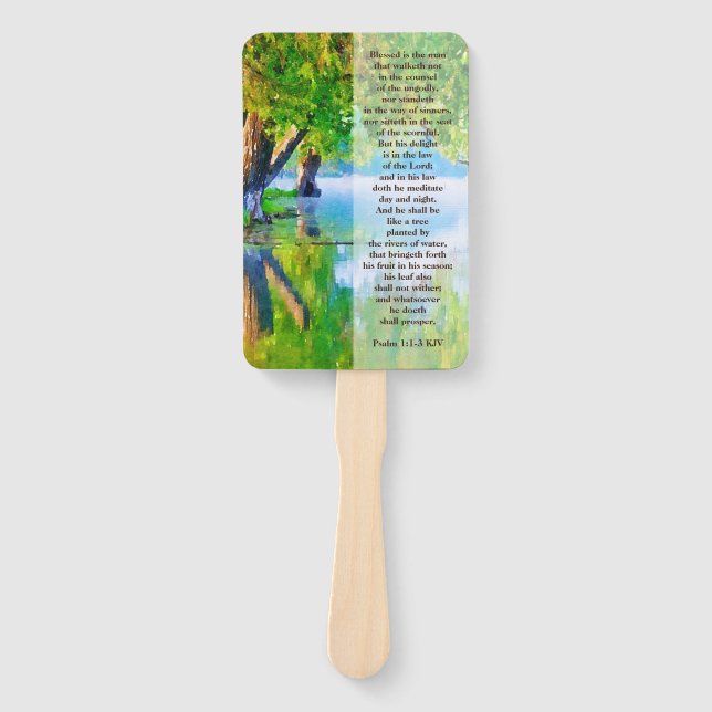 Psalm1:1-3 Blessed is the man Christian  Hand Fan (Front)
