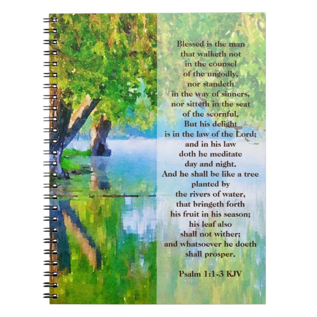 Psalm1:1-3 Blessed is the man Christian Notebook (Front)