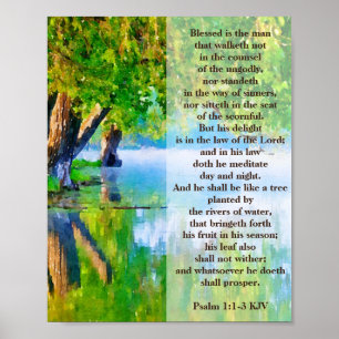 Psalm1:1-3 Blessed is the man Christian Poster