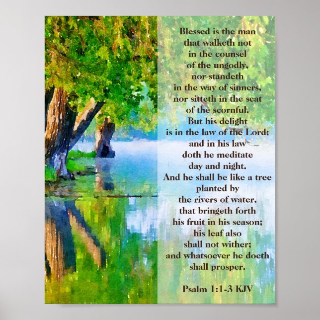 Psalm1:1-3 Blessed is the man Christian Poster (Front)