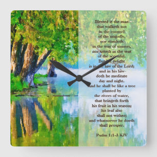Psalm1:1-3 Blessed is the man Christian  Square Wall Clock
