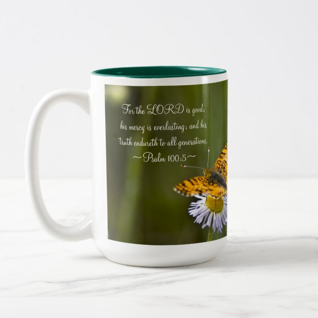 Psalm 100:5 Two-Tone coffee mug (Left)