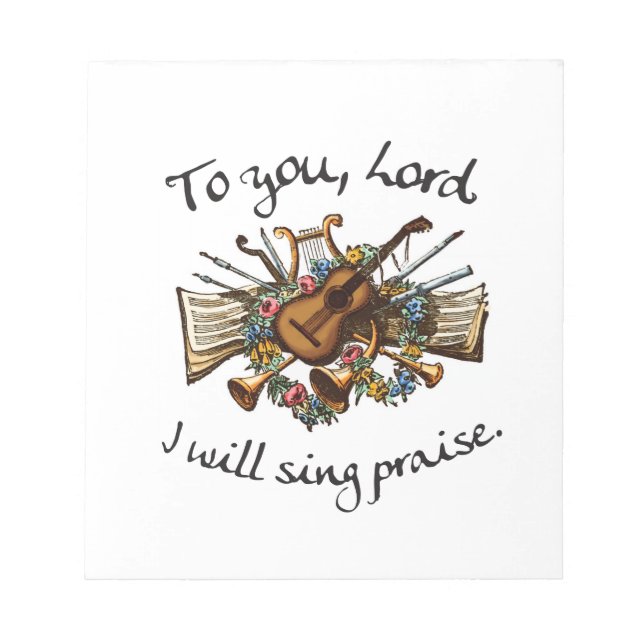 Psalm 101:1 - Vintage Musical Illustration Notepad (Front)