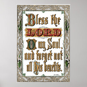 Psalm 103:2 Victorian Scripture Poster