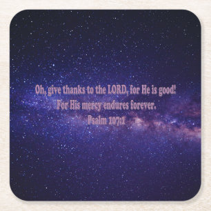 Psalm 107:1 square paper coaster