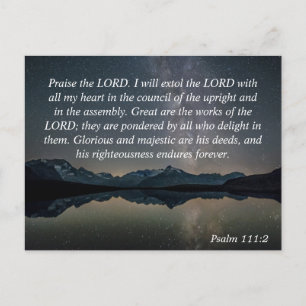 Psalm 111:2 Bible Verse Praise the Lord Nature Sky Postcard