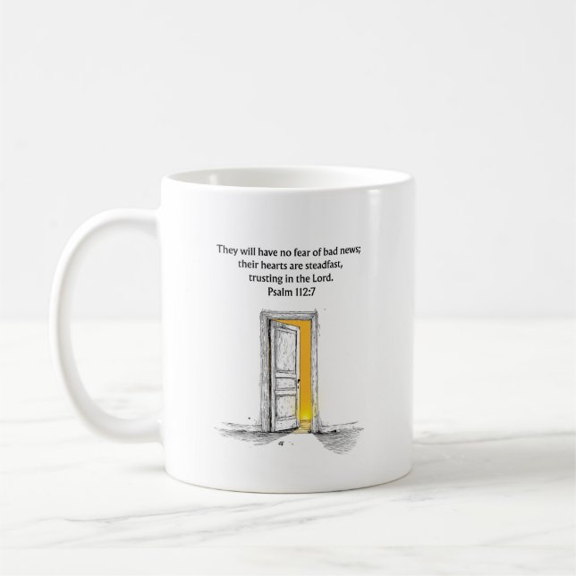 Psalm 112:7 Bible Verse Christian Gift Mug (Left)