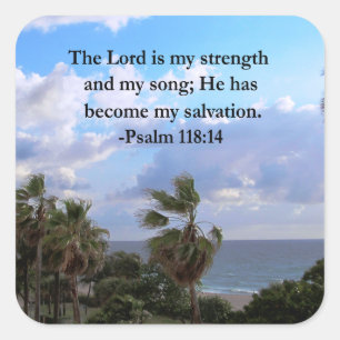 PSALM 118:14 SERENE OCEAN PHOTO DESIGN SQUARE STICKER