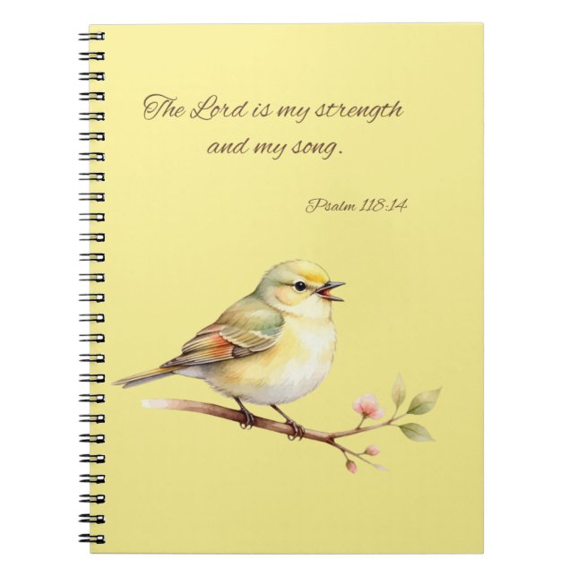 Psalm 118:14 Yellow Bird Notebook (Front)
