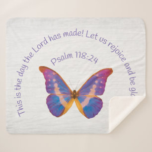 Psalm 118:24 and Watercolor Butterfly Sherpa Blanket
