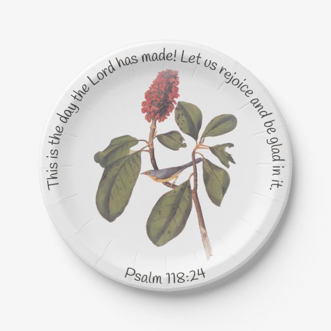 Psalm 118:24 Canada Warbler Paper Plate (Front)