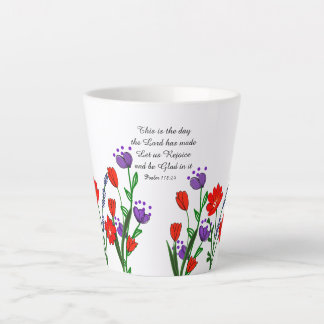 Psalm 118:24 Religious Christian Verse Floral Latte Mug