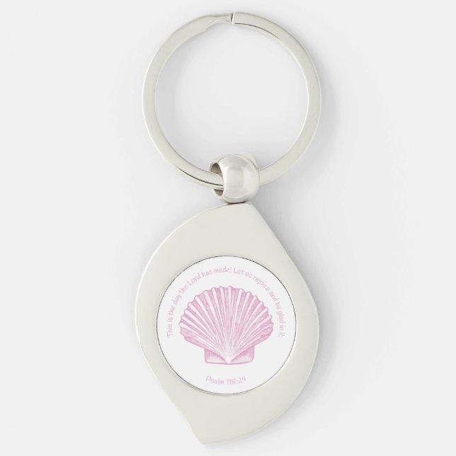Psalm 118:24 This is the Day with Seashell Key Ring (Front)